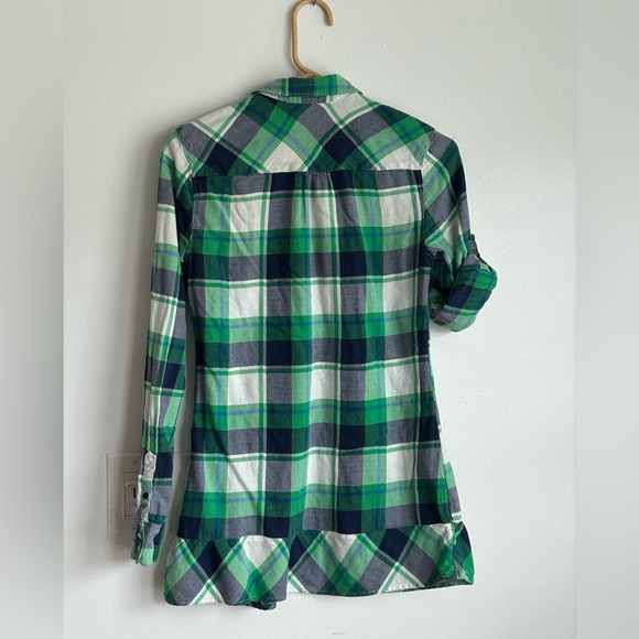 American Eagle 2009 Plaid Flannel Shirt Blue & Green - Picture 6 of 8